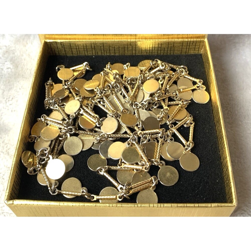 Vintage Vendôme Gold Tone Long Layering Necklace 52 Inch Coin Disc - Picture 3 of 6